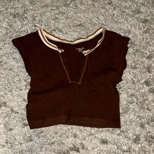 Urban Outfitters Brown Collared Seamless Crop Top